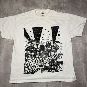 Vintage 90s Los Angeles LA Hollywood Map AOP Shirt  L White Delta USA